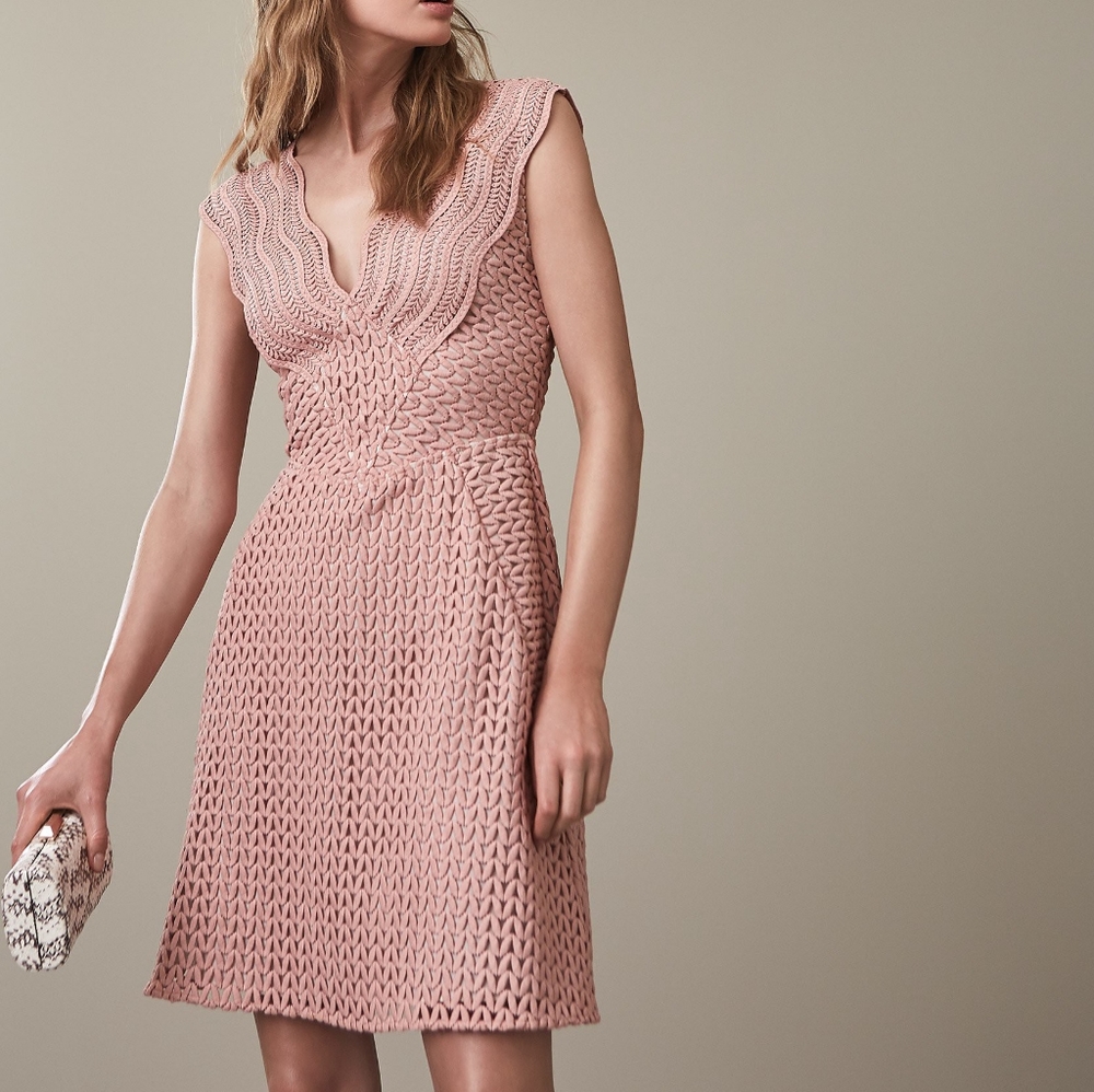 Reiss Lace Fit And Flare Dress